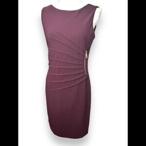 Ivanka Trump Plum Sheath Dress With Sunburst Pleats 6